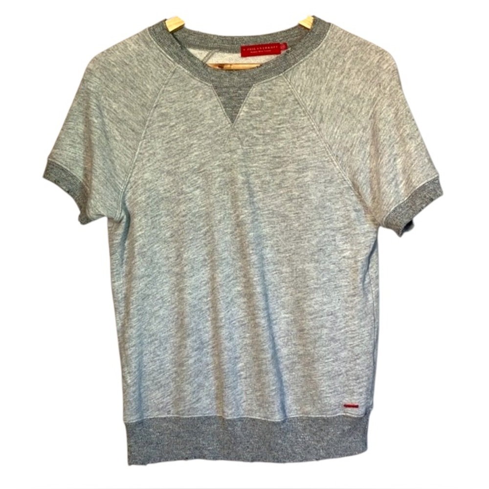 n:Philanthropy top short sleeved Sweatshirt cotton blend Heather gray distressed